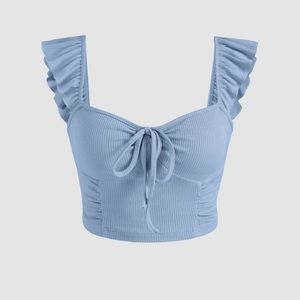 Ruffle knotted tank top